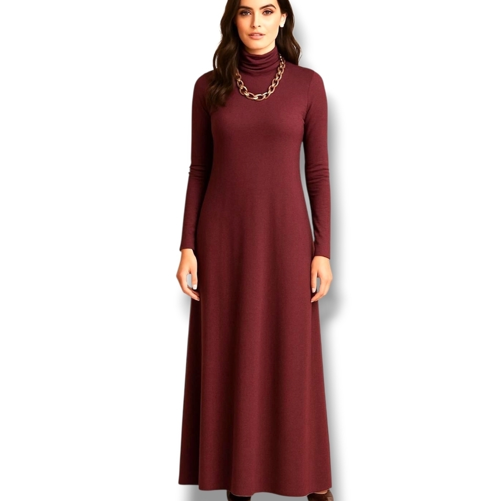 Soft Surrounding Maroon Long Sleeve Maxi Dress - Size XL
